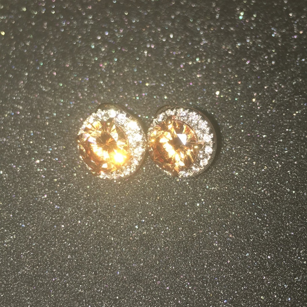 Amber colored stud earrings